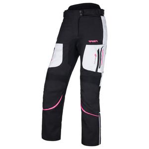 Ženske motoristične hlače RSA Wasp v črni, roza in beli barvi