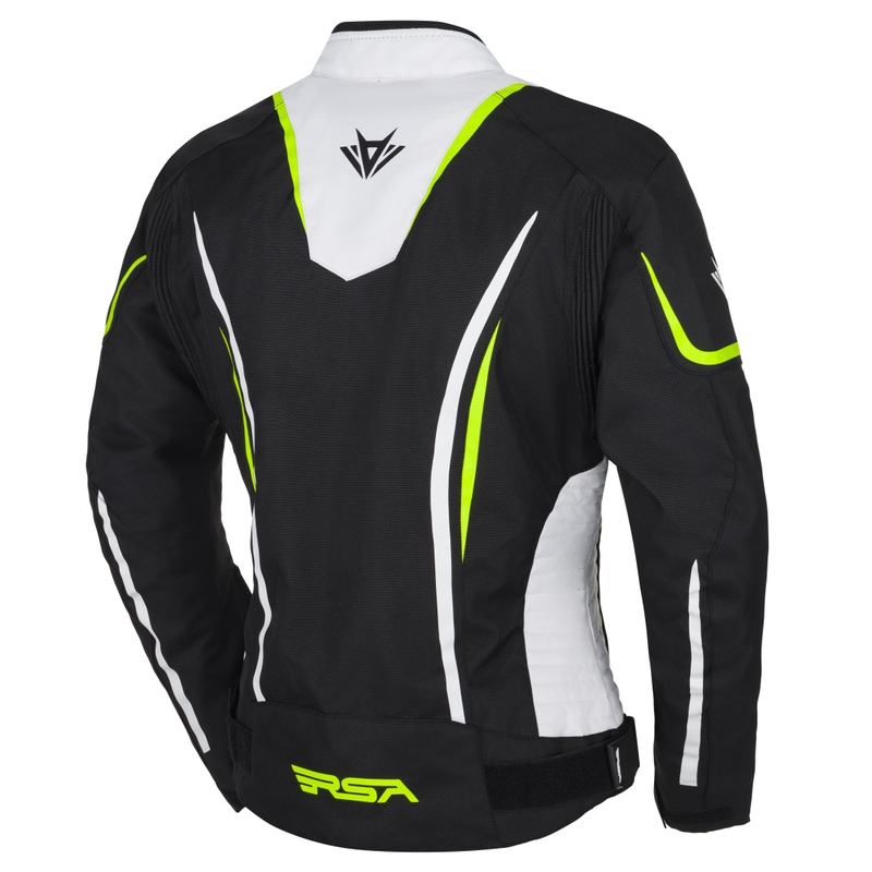 Ženska motoristična jakna RSA Wasp bela-črna-fluo rumena