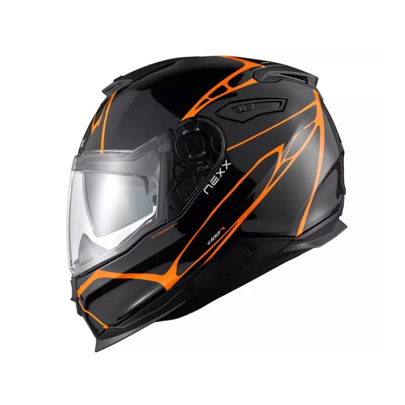 Integralna motoristična čelada Nexx Y.100 B-SIDE črno-oranžna razprodaja