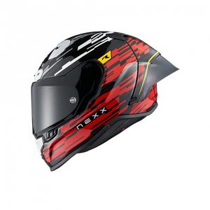 Integralna motoristična čelada Nexx X.R3R Glitch Racer rdeče-bela