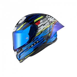 Integralna motoristična čelada Nexx X.R3R Glitch Racer modro-fluo rumena