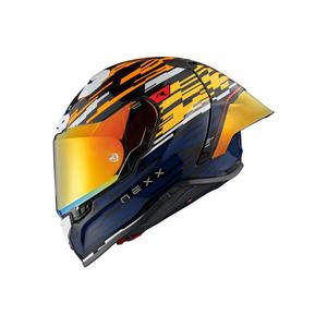 Integralna motoristična čelada Nexx X.R3R Glitch Racer oranžno-modra