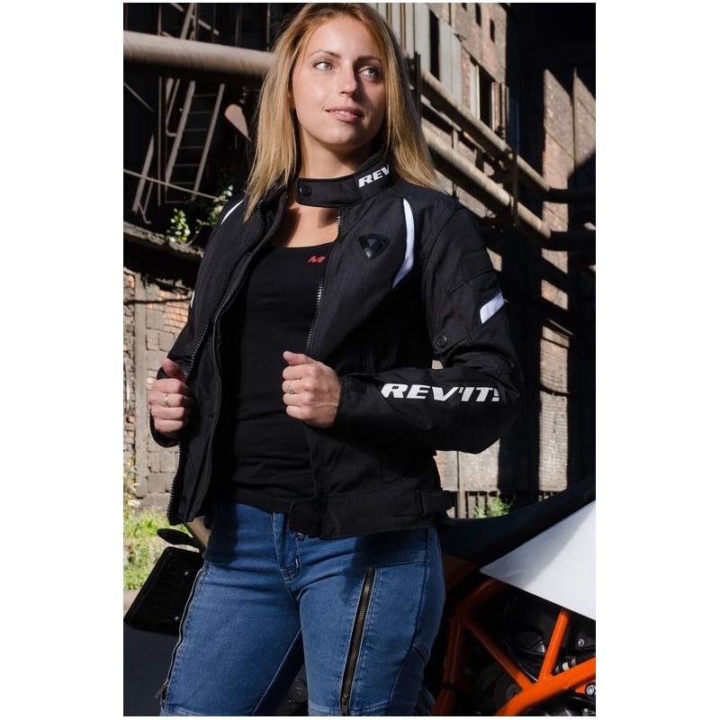 Revit Jupiter 2 Black and White motoristična jakna za ženske razprodaja