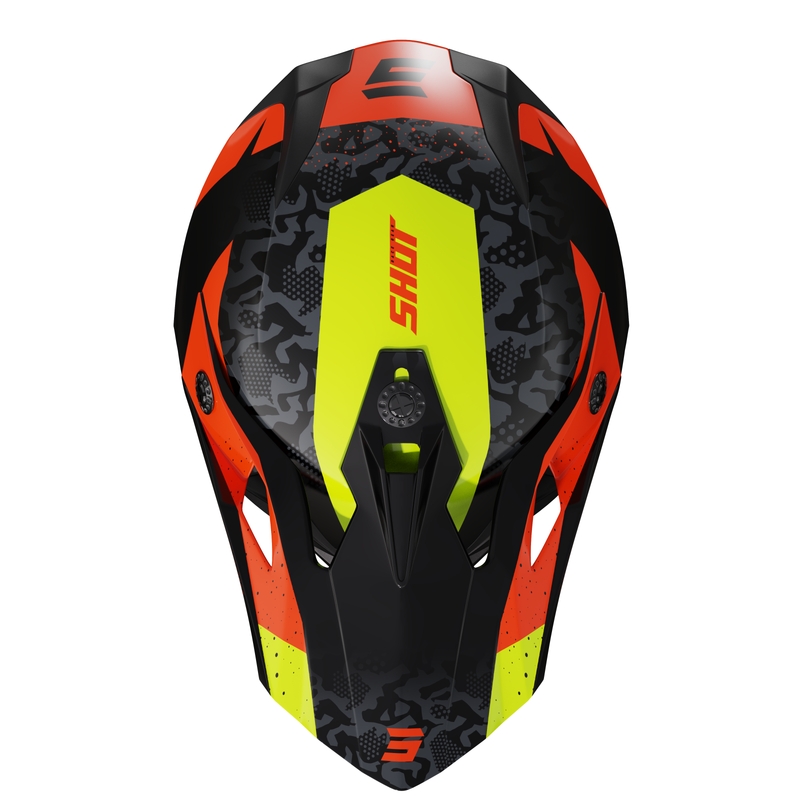Otroška motokros čelada Shot Pulse Airfit sijajna črna-fluo rumeno-oranžna razprodaja