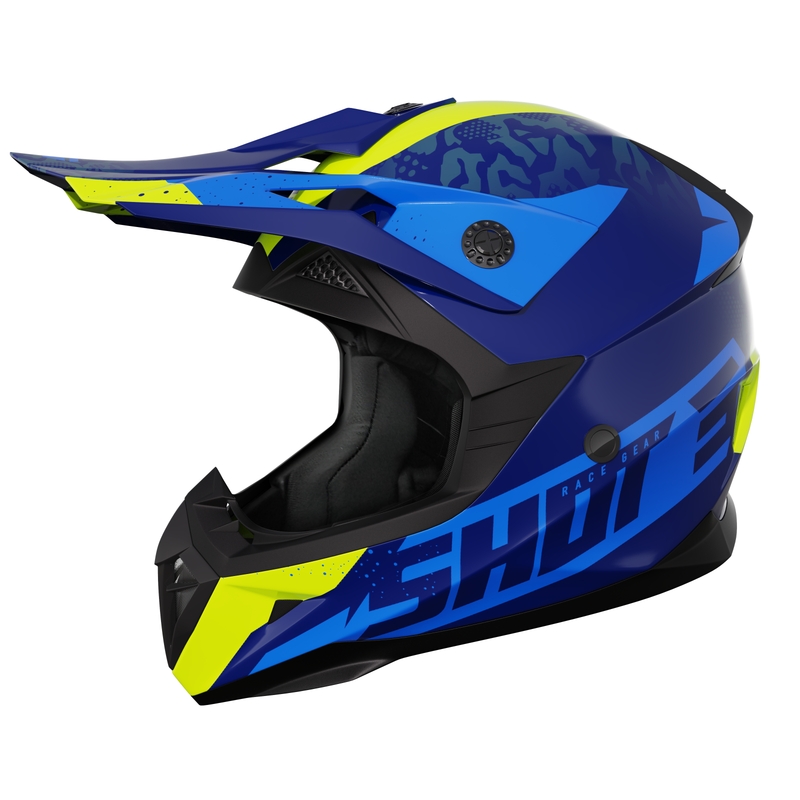 Otroška motokros čelada Shot Pulse Airfit sijajna modro-fluo rumena razprodaja