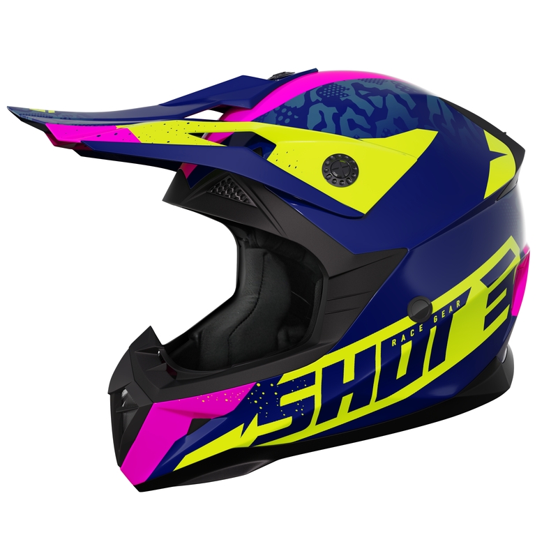 Otroška motokros čelada Shot Pulse Airfit glossy blue-fluo yellow-pink razprodaja