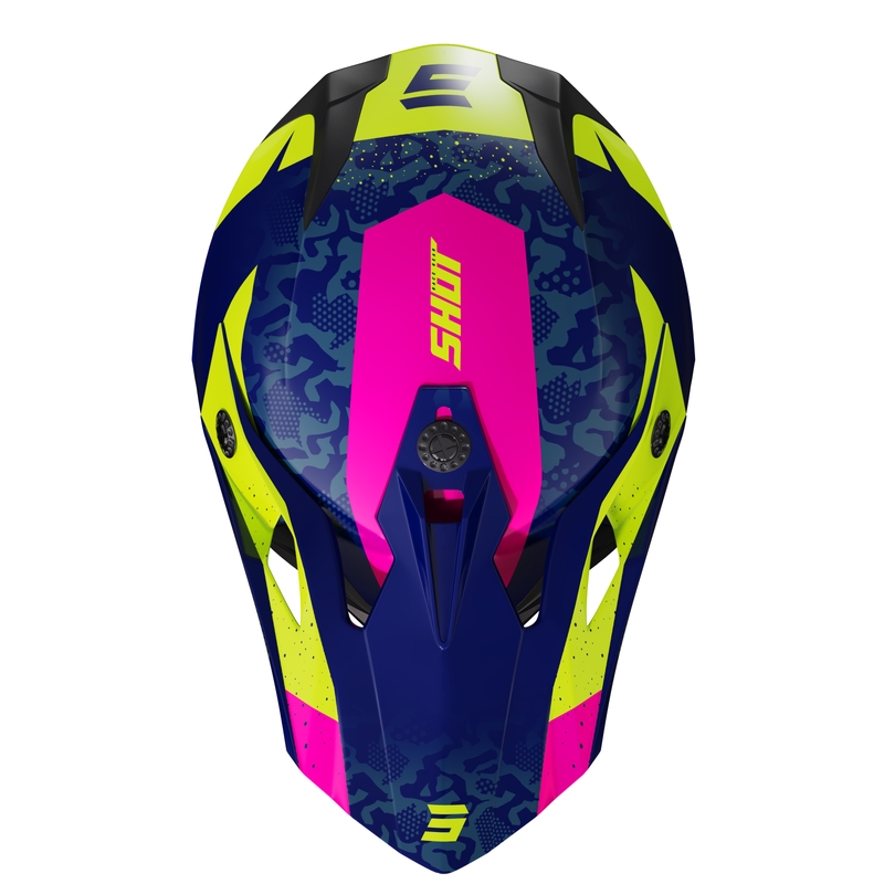 Otroška motokros čelada Shot Pulse Airfit glossy blue-fluo yellow-pink razprodaja