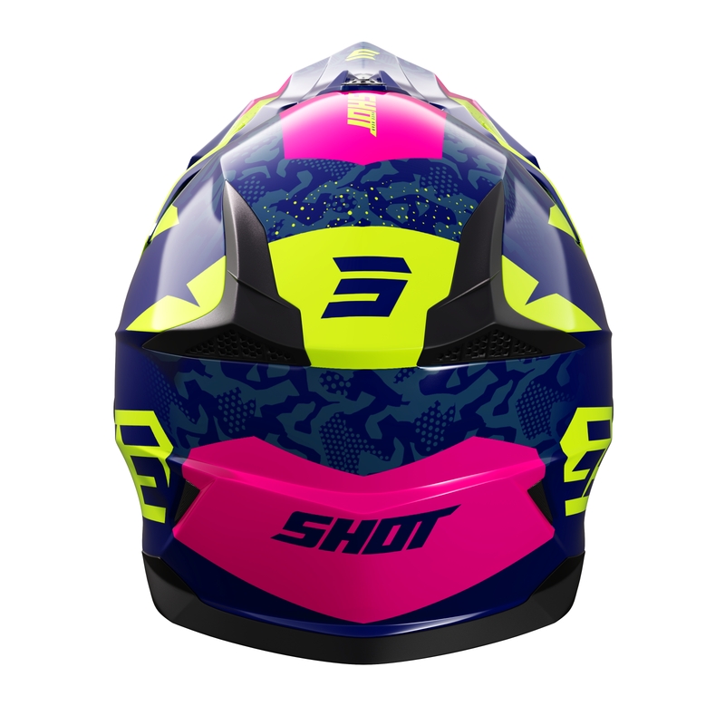 Otroška motokros čelada Shot Pulse Airfit glossy blue-fluo yellow-pink razprodaja