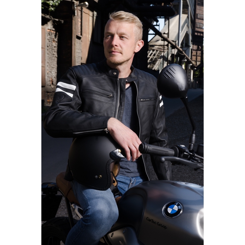 Street Racer Block črno-bela motoristična jakna