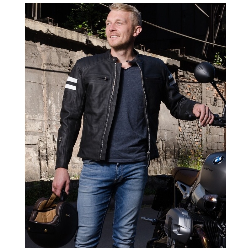 Street Racer Block črno-bela motoristična jakna