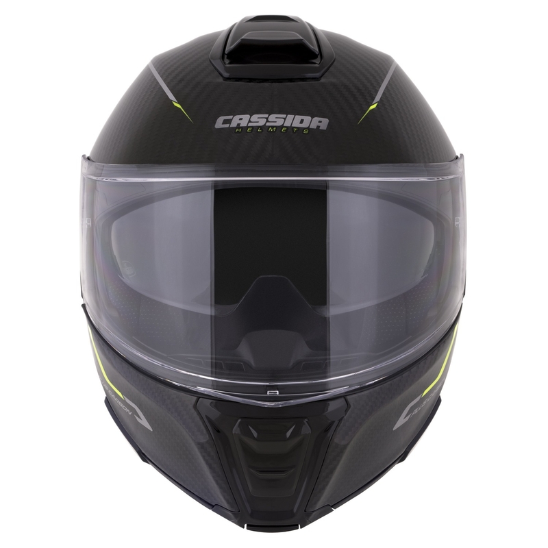 Preklopna čelada Cassida Modulo 2.1 Plus Carbon fluo rumeno-srebrno-črna