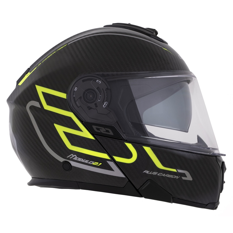 Preklopna čelada Cassida Modulo 2.1 Plus Carbon fluo rumeno-srebrno-črna