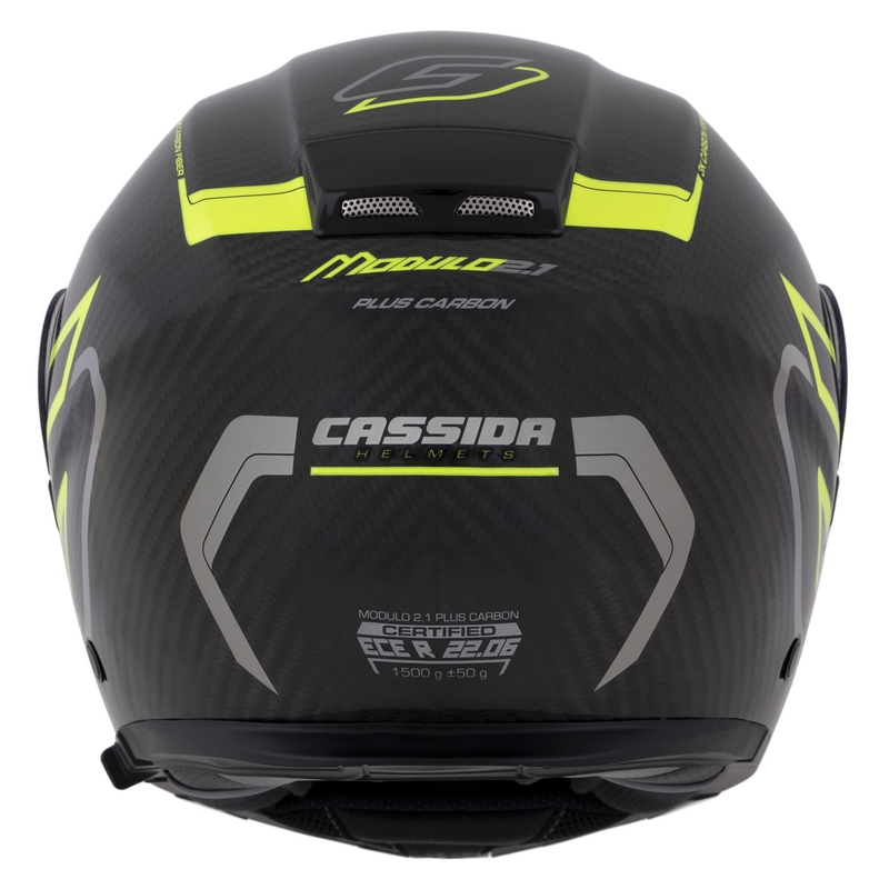 Preklopna čelada Cassida Modulo 2.1 Plus Carbon fluo rumeno-srebrno-črna