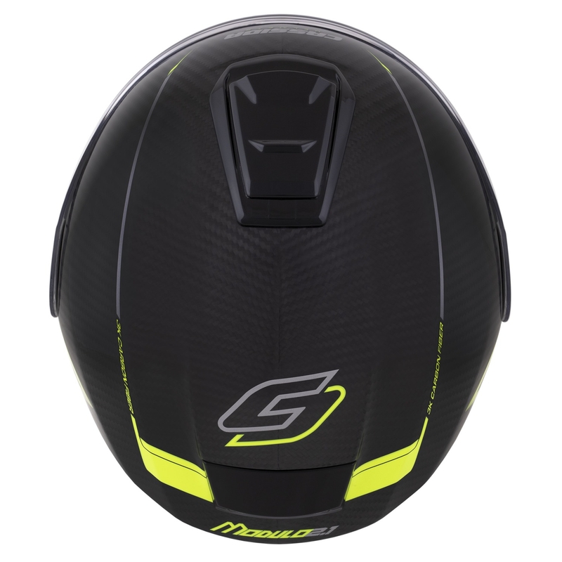 Preklopna čelada Cassida Modulo 2.1 Plus Carbon fluo rumeno-srebrno-črna