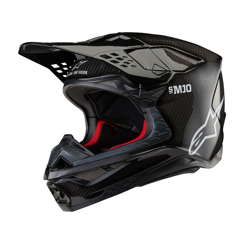 Motokros čelada Alpinestars Supertech S-M10 Solid glossy carbon