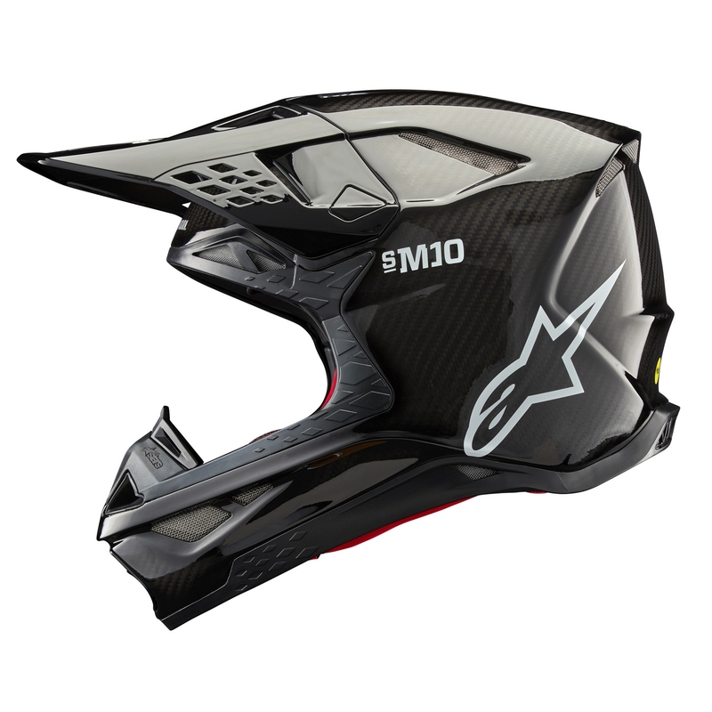 Motokros čelada Alpinestars Supertech S-M10 Solid glossy carbon