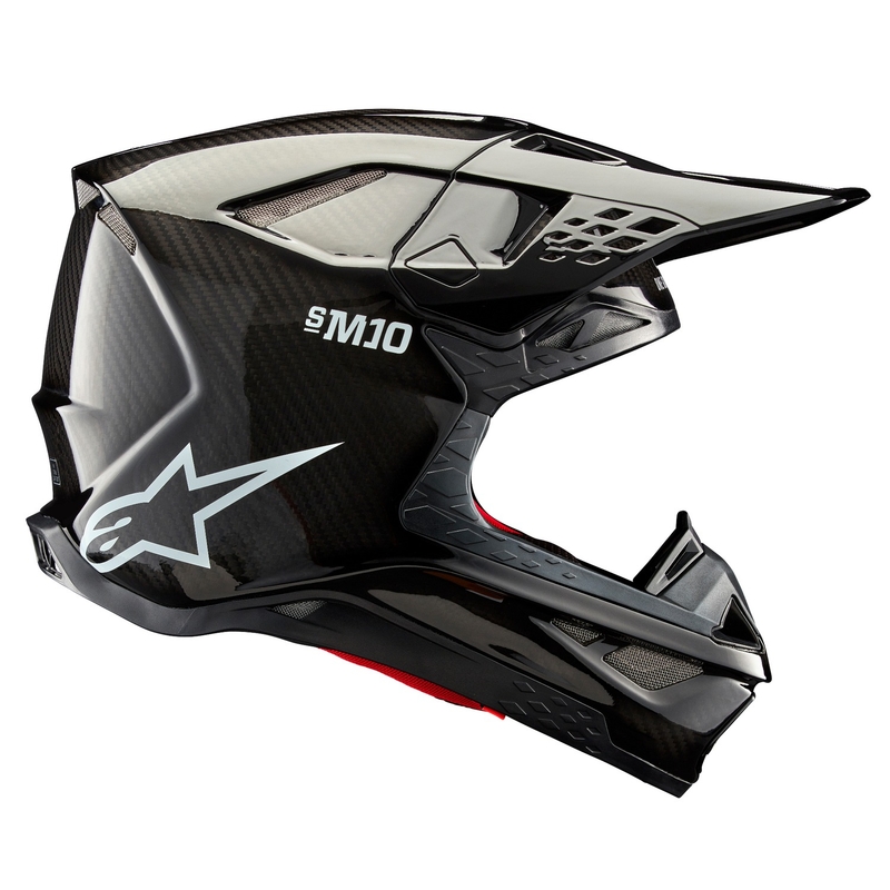 Motokros čelada Alpinestars Supertech S-M10 Solid glossy carbon