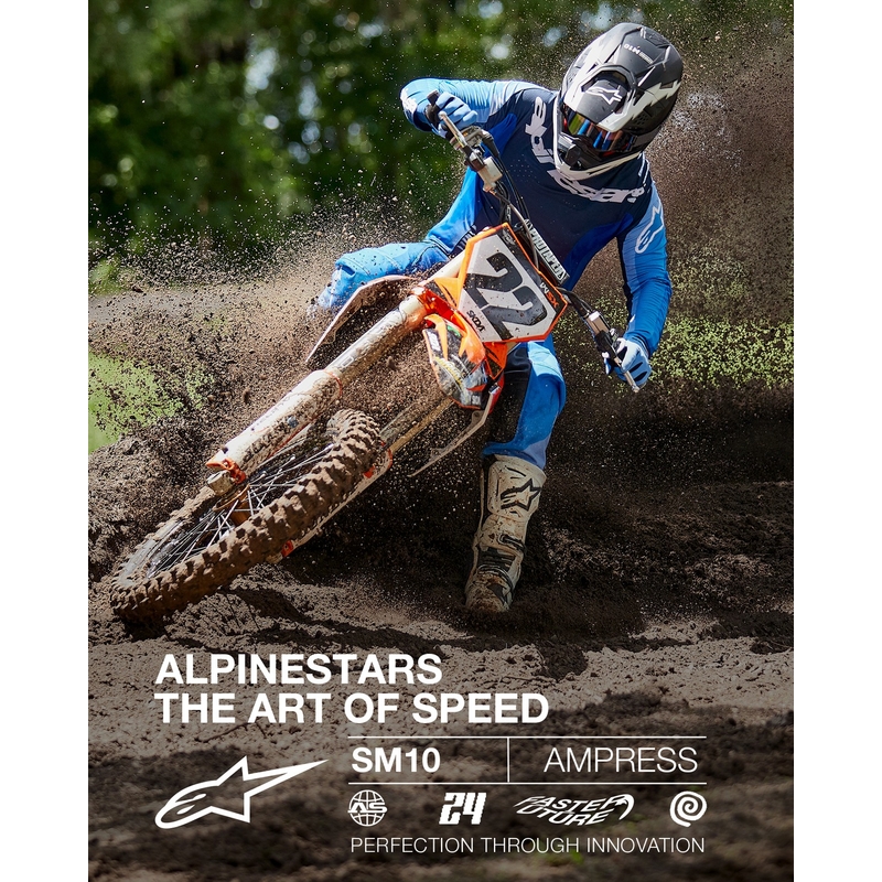 Motokros čelada Alpinestars Supertech S-M10 Ampress mat črno-bela