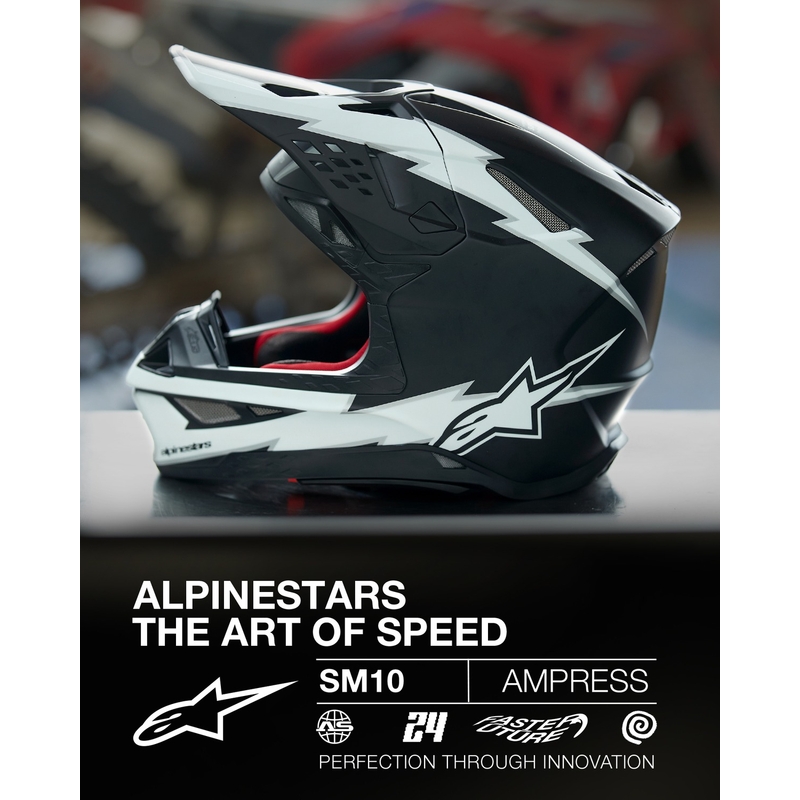 Motokros čelada Alpinestars Supertech S-M10 Ampress mat črno-bela