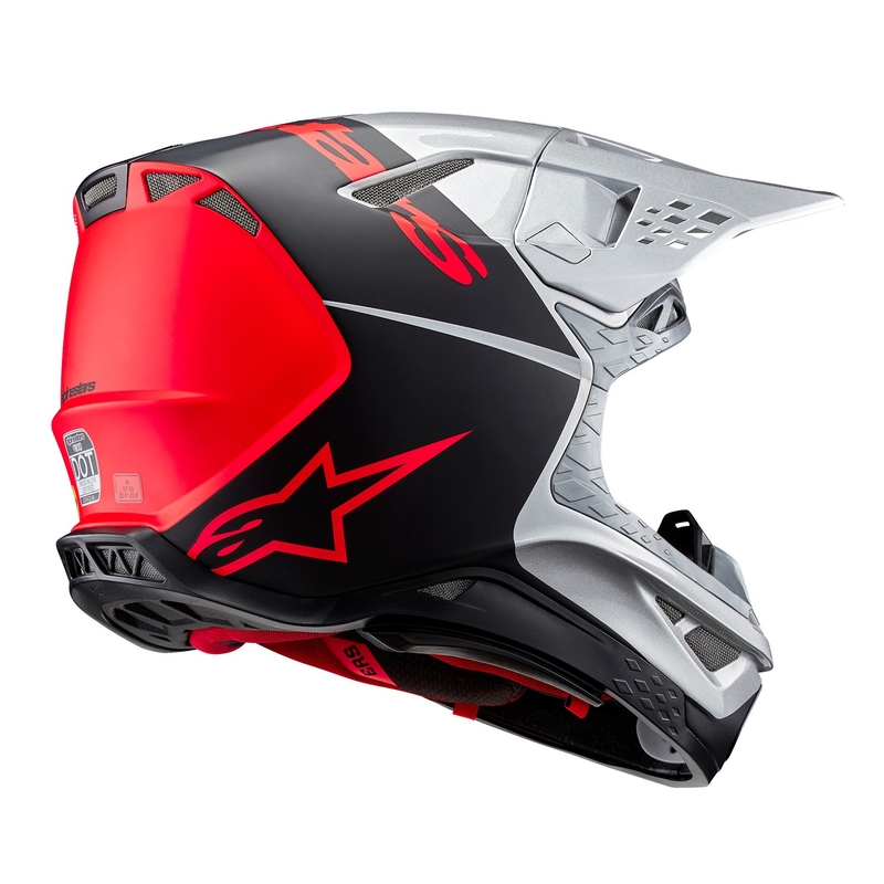 Motokros čelada Alpinestars Supertech S-M10 Flood mat srebrno-črno-oranžna fluo