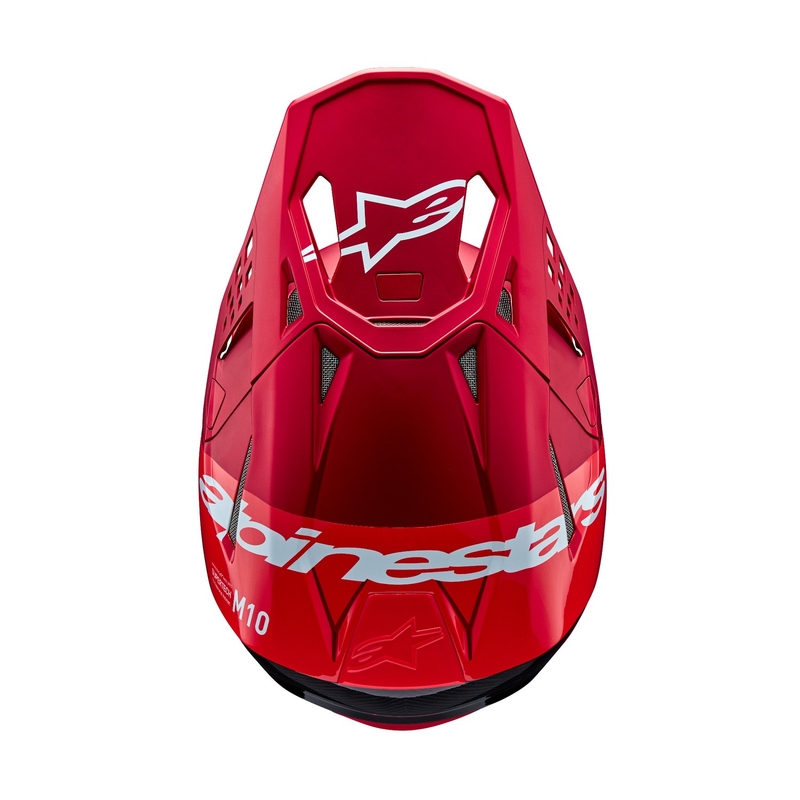 Motokros čelada Alpinestars Supertech S-M10 Flood mat fluo rdeče-rdeča
