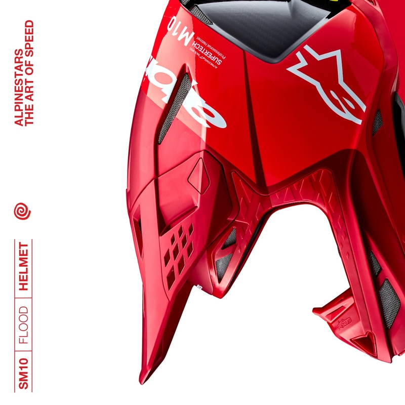 Motokros čelada Alpinestars Supertech S-M10 Flood mat fluo rdeče-rdeča