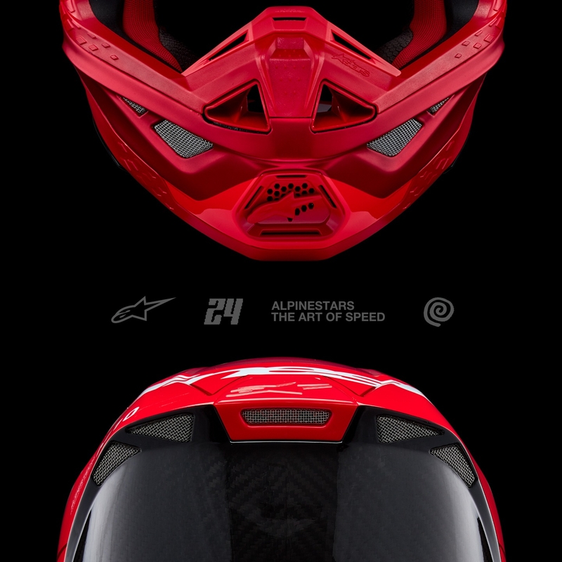 Motokros čelada Alpinestars Supertech S-M10 Flood mat fluo rdeče-rdeča