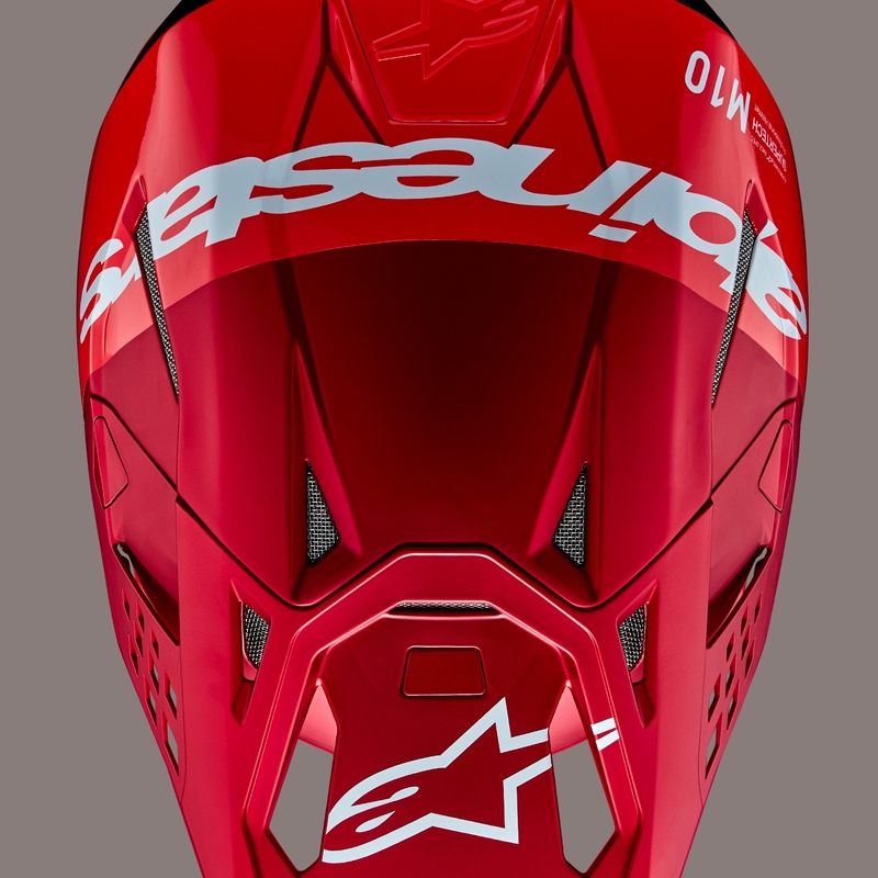 Motokros čelada Alpinestars Supertech S-M10 Flood mat fluo rdeče-rdeča