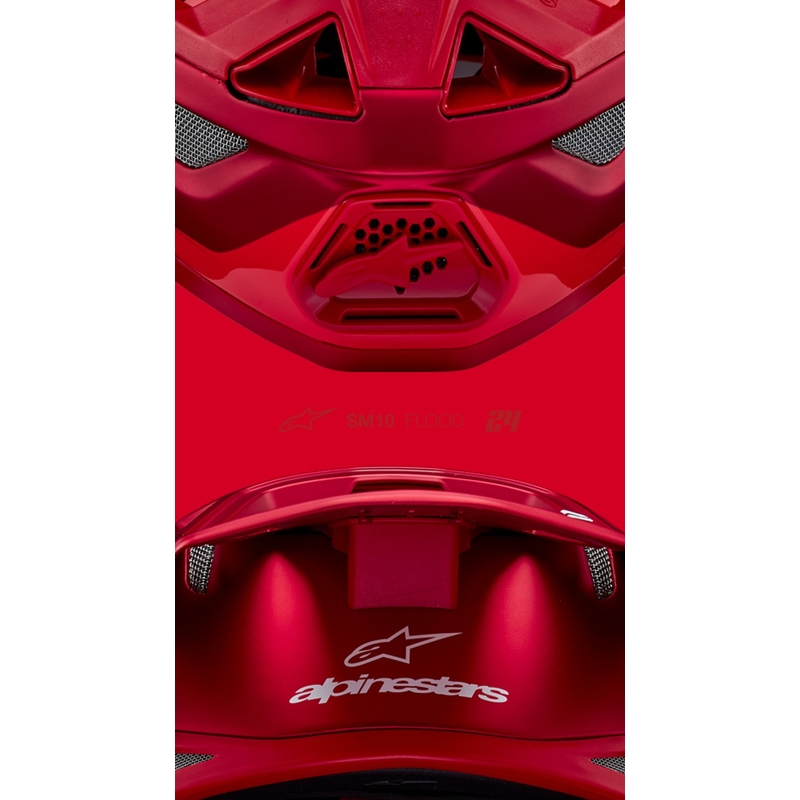 Motokros čelada Alpinestars Supertech S-M10 Flood mat fluo rdeče-rdeča