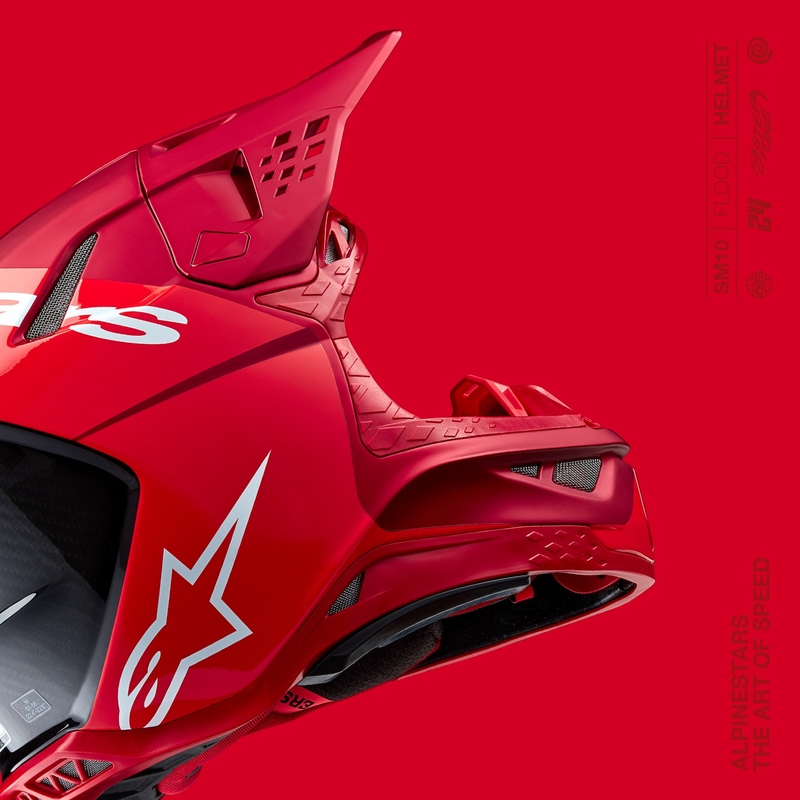 Motokros čelada Alpinestars Supertech S-M10 Flood mat fluo rdeče-rdeča