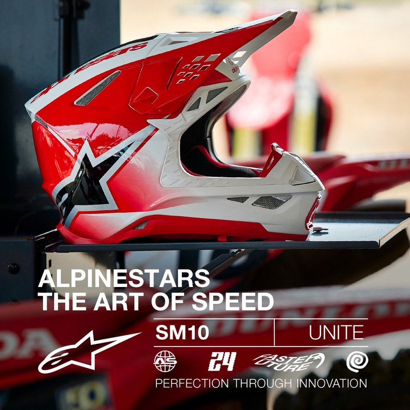 Alpinestars Supertech S-M10 Unite motokros čelada rdeče-bela