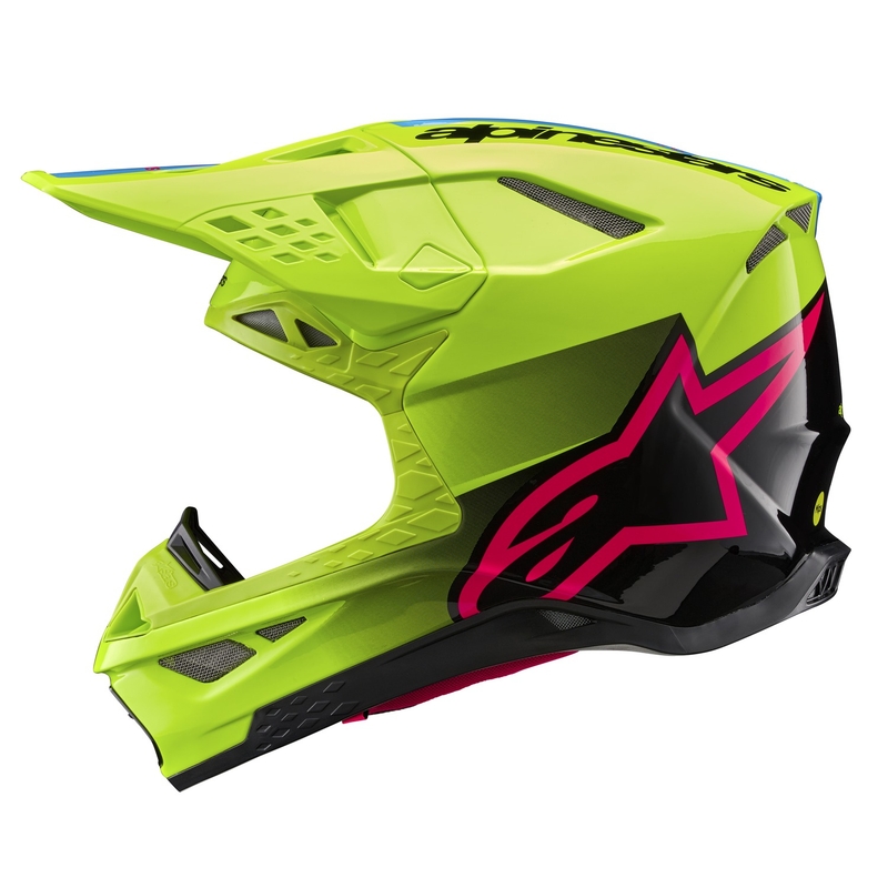 Motokros čelada Alpinestars Supertech S-M10 Unite fluo rumeno-črno-roza