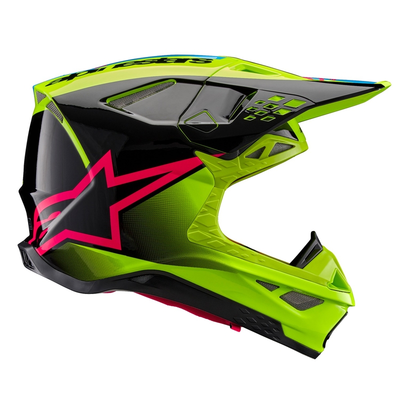 Motokros čelada Alpinestars Supertech S-M10 Unite fluo rumeno-črno-roza