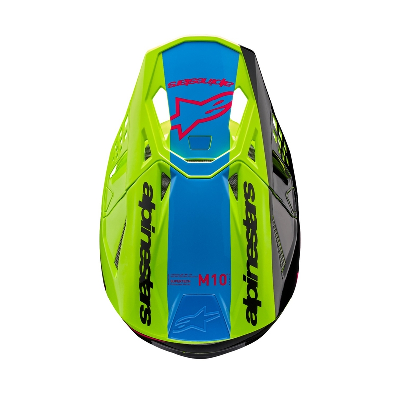 Motokros čelada Alpinestars Supertech S-M10 Unite fluo rumeno-črno-roza