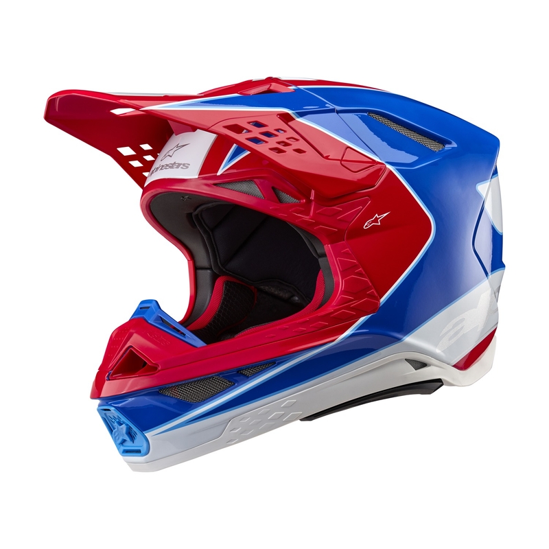Motokros čelada Alpinestars Supertech S-M10 Aeon fluo rdeče-modra
