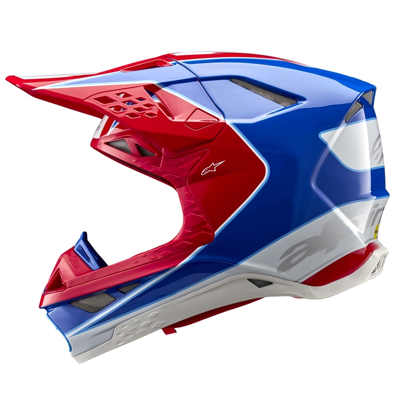 Motokros čelada Alpinestars Supertech S-M10 Aeon fluo rdeče-modra