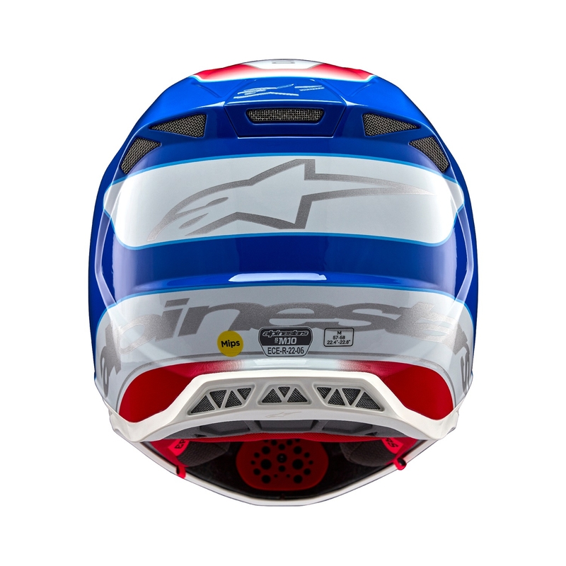 Motokros čelada Alpinestars Supertech S-M10 Aeon fluo rdeče-modra