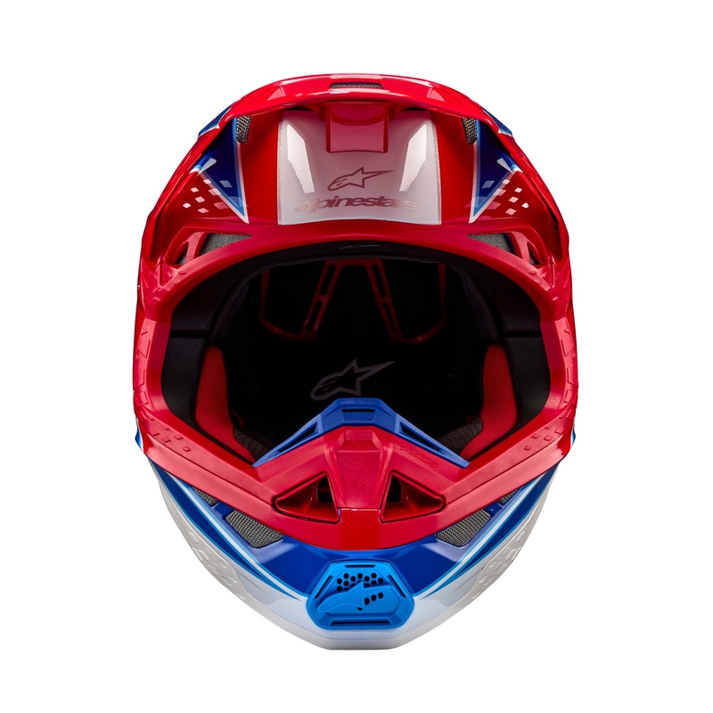 Motokros čelada Alpinestars Supertech S-M10 Aeon fluo rdeče-modra