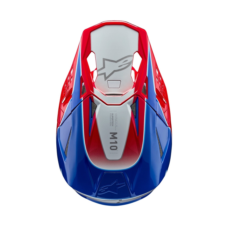 Motokros čelada Alpinestars Supertech S-M10 Aeon fluo rdeče-modra