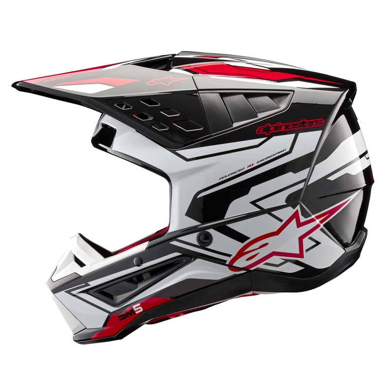 Alpinestars S-M5 Action 2 motokros čelada črno-bela-fluo rdeča
