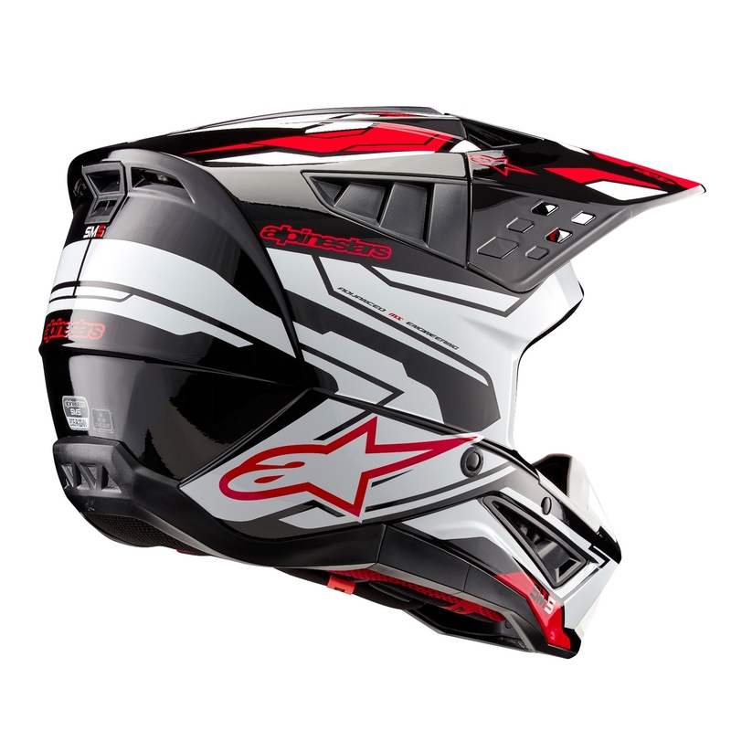 Alpinestars S-M5 Action 2 motokros čelada črno-bela-fluo rdeča