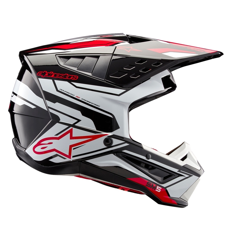 Alpinestars S-M5 Action 2 motokros čelada črno-bela-fluo rdeča