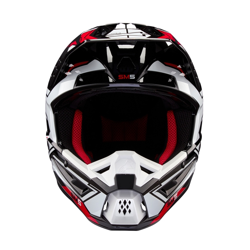 Alpinestars S-M5 Action 2 motokros čelada črno-bela-fluo rdeča