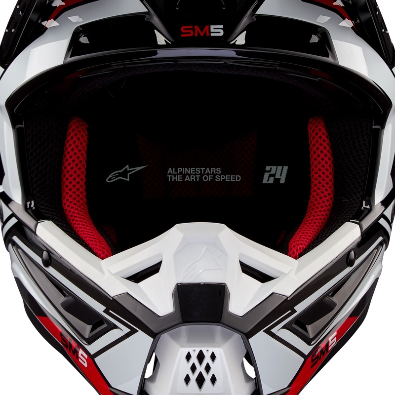 Alpinestars S-M5 Action 2 motokros čelada črno-bela-fluo rdeča