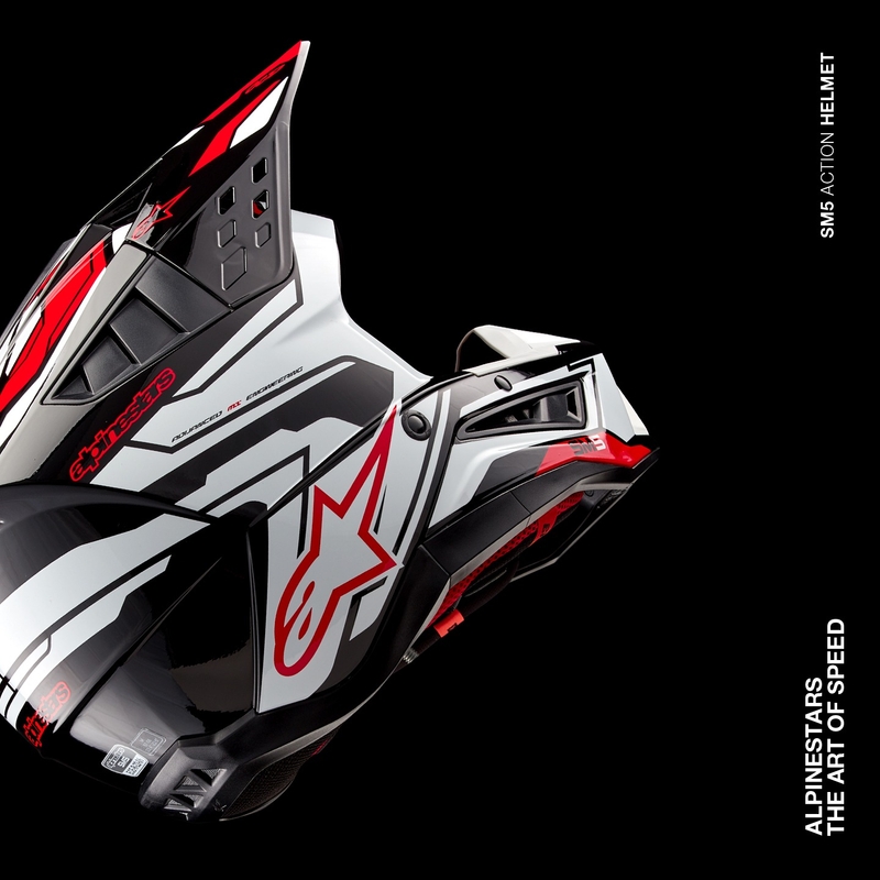 Alpinestars S-M5 Action 2 motokros čelada črno-bela-fluo rdeča