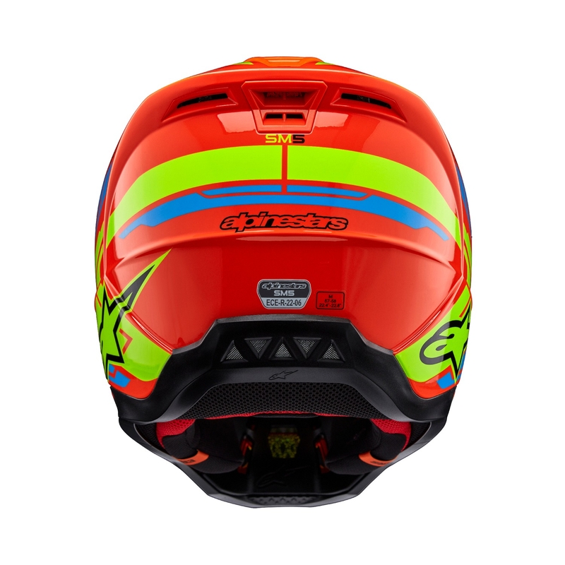Motokros čelada Alpinestars S-M5 Action 2 fluo oranžna-svetlo modra-fluo rumena