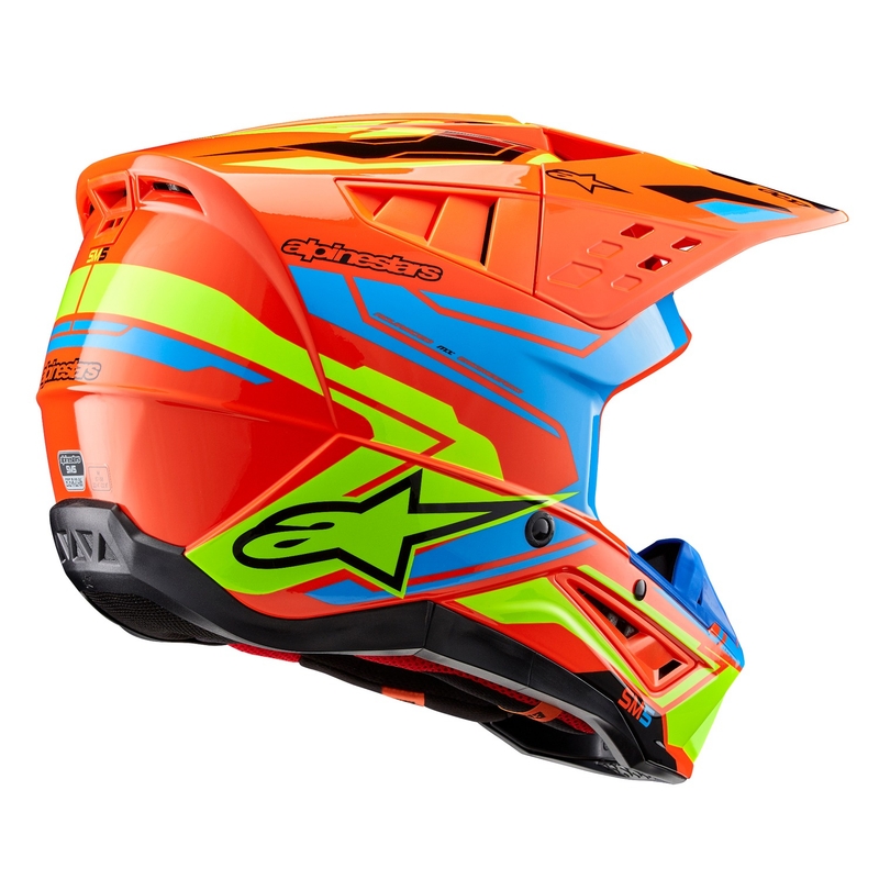 Motokros čelada Alpinestars S-M5 Action 2 fluo oranžna-svetlo modra-fluo rumena