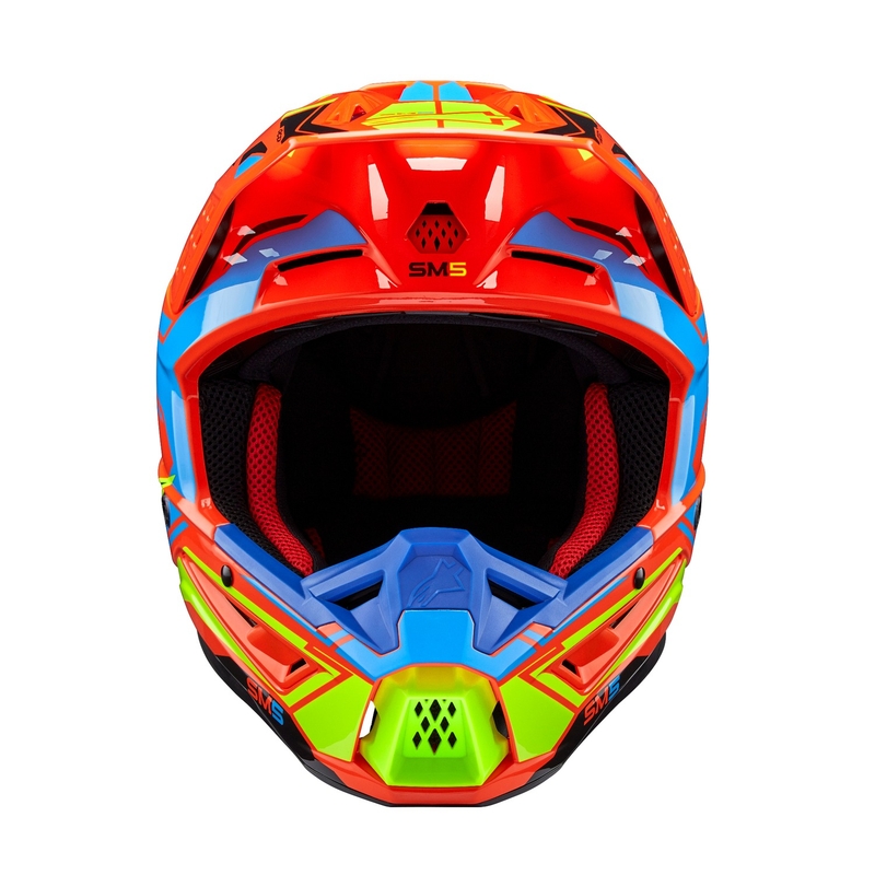 Motokros čelada Alpinestars S-M5 Action 2 fluo oranžna-svetlo modra-fluo rumena