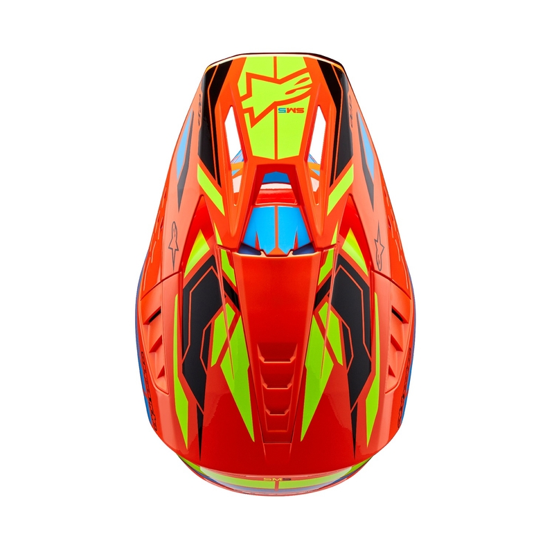 Motokros čelada Alpinestars S-M5 Action 2 fluo oranžna-svetlo modra-fluo rumena