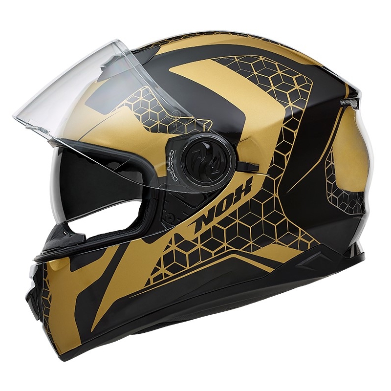 Integralna motoristična čelada NOX N301 Steel black-gold